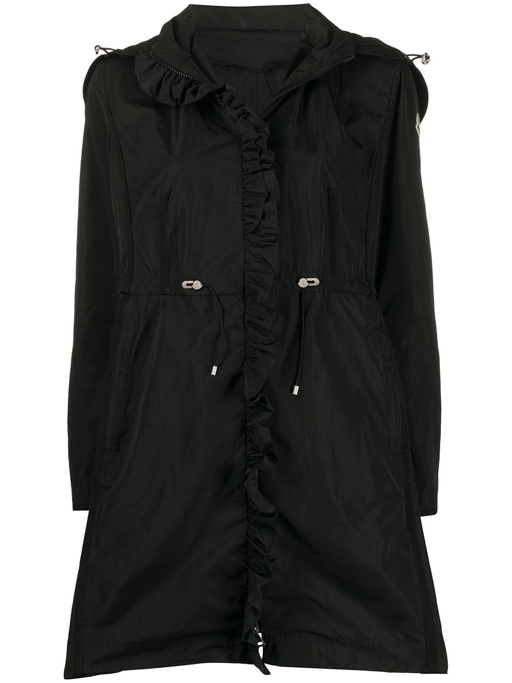 Moncler Outremer Ruffle Coat in Black | Lyst Canada