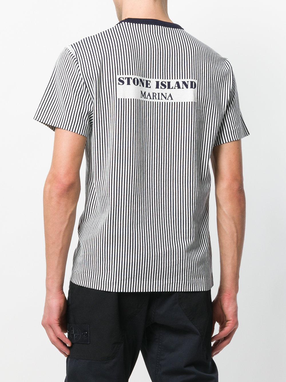 Stone Island Marina Striped T-shirt in Blue for Men | Lyst