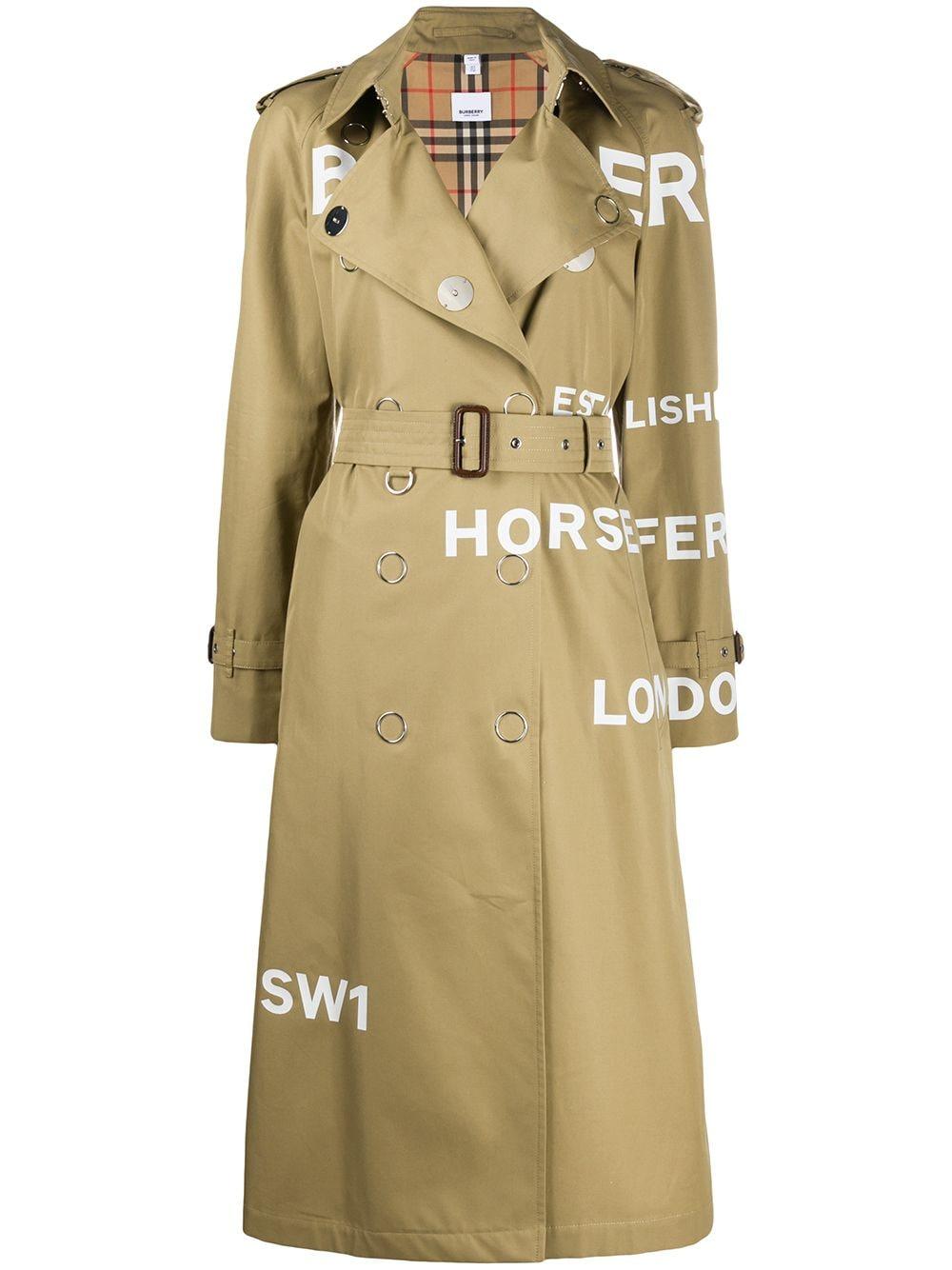 Burberry Text-print Trench Coat in Natural - Lyst