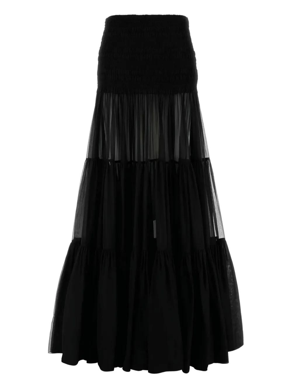 スカート SAINT LAURENT BLACK VISCOSE SKIRT Yves Saint Laurent Women Black Skirt Viscose Knee Length A
