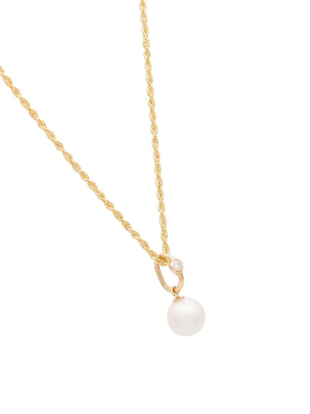 Loren Stewart 14kt Yellow Gold Pearl Drop And Diamond Necklace in ...