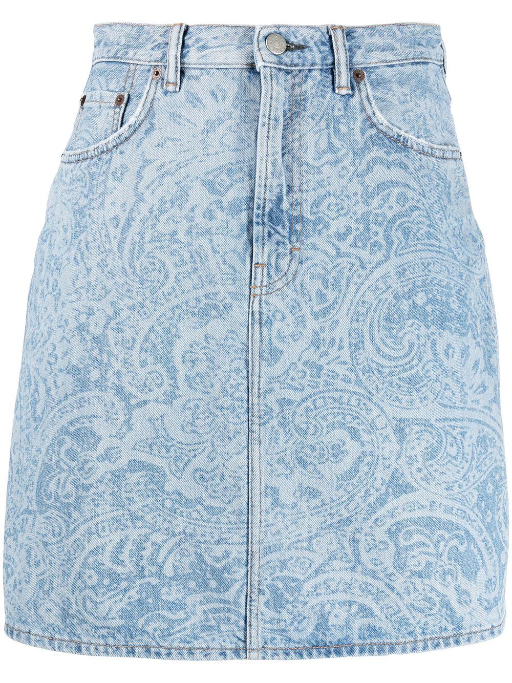 Acne Studios Paisley Print Denim Skirt in Blue - Lyst