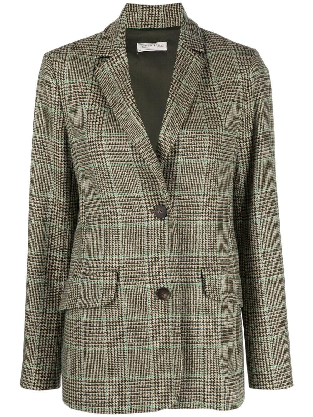 Antonelli Prince Of Wales Check Blazer in Green | Lyst