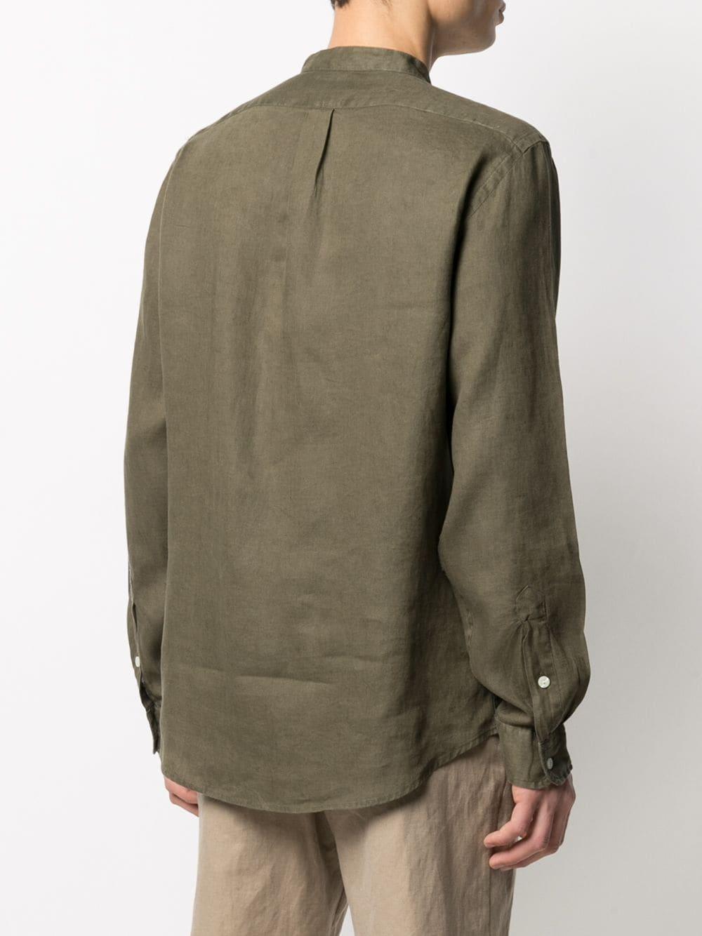 Polo Ralph Lauren Collarless Linen Shirt in Green for Men - Lyst