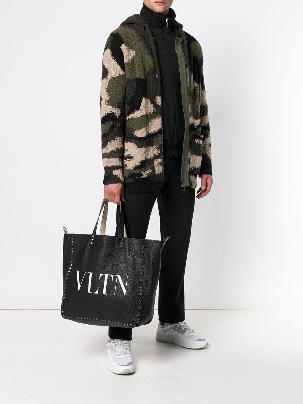 Valentino Leather Reversible Vltn Oversized Tote in Black for Men 