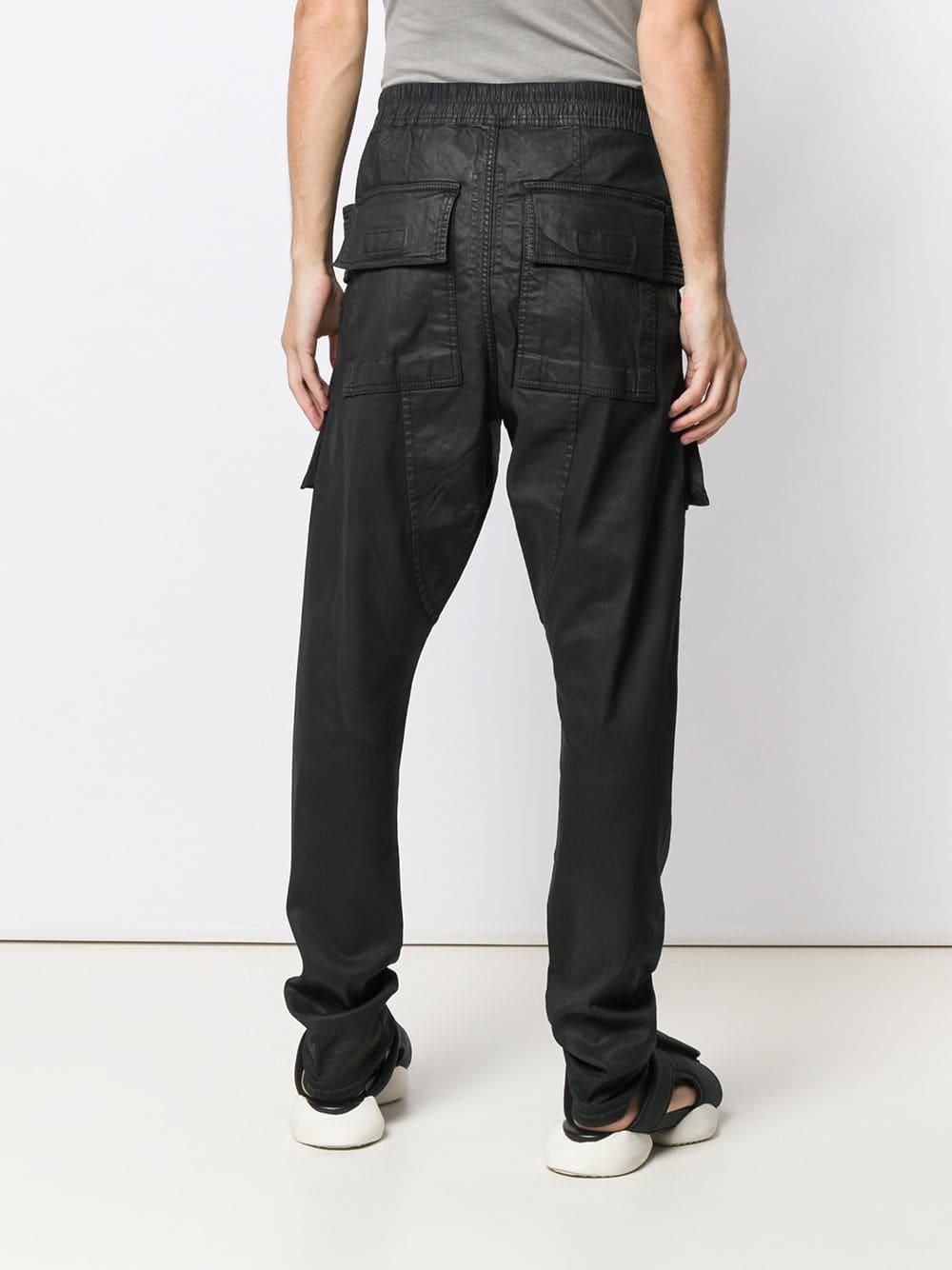 パンツ Rick owens drkshdw wax cargo jog pants Rick Owens Waxed Cargo Trousers in Black for Men | Lyst