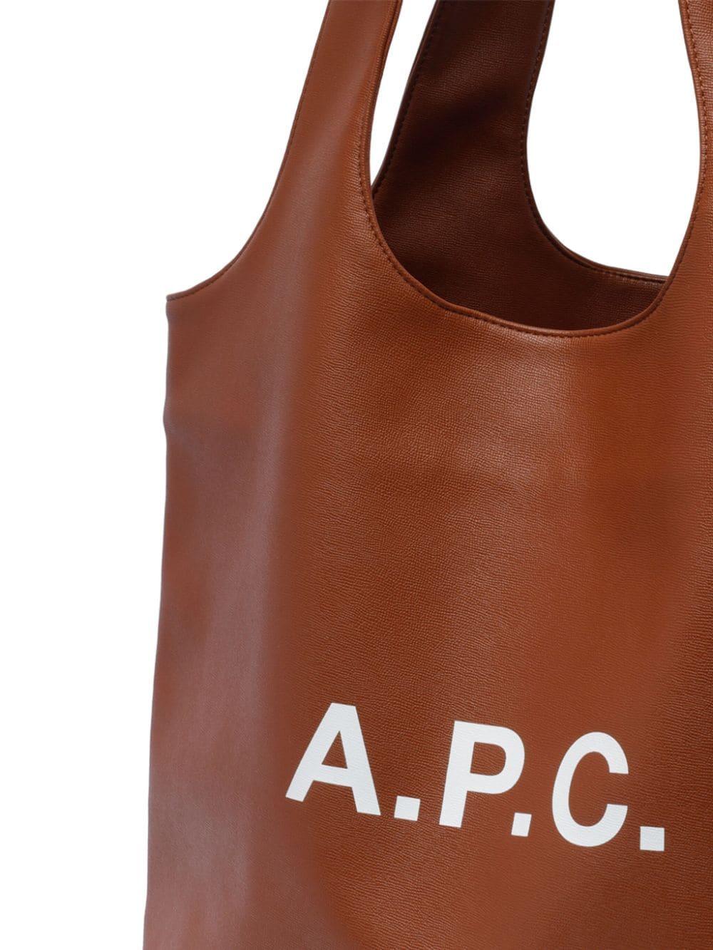 A.P.C. Canvas Logo Print Tote Bag in Brown Lyst