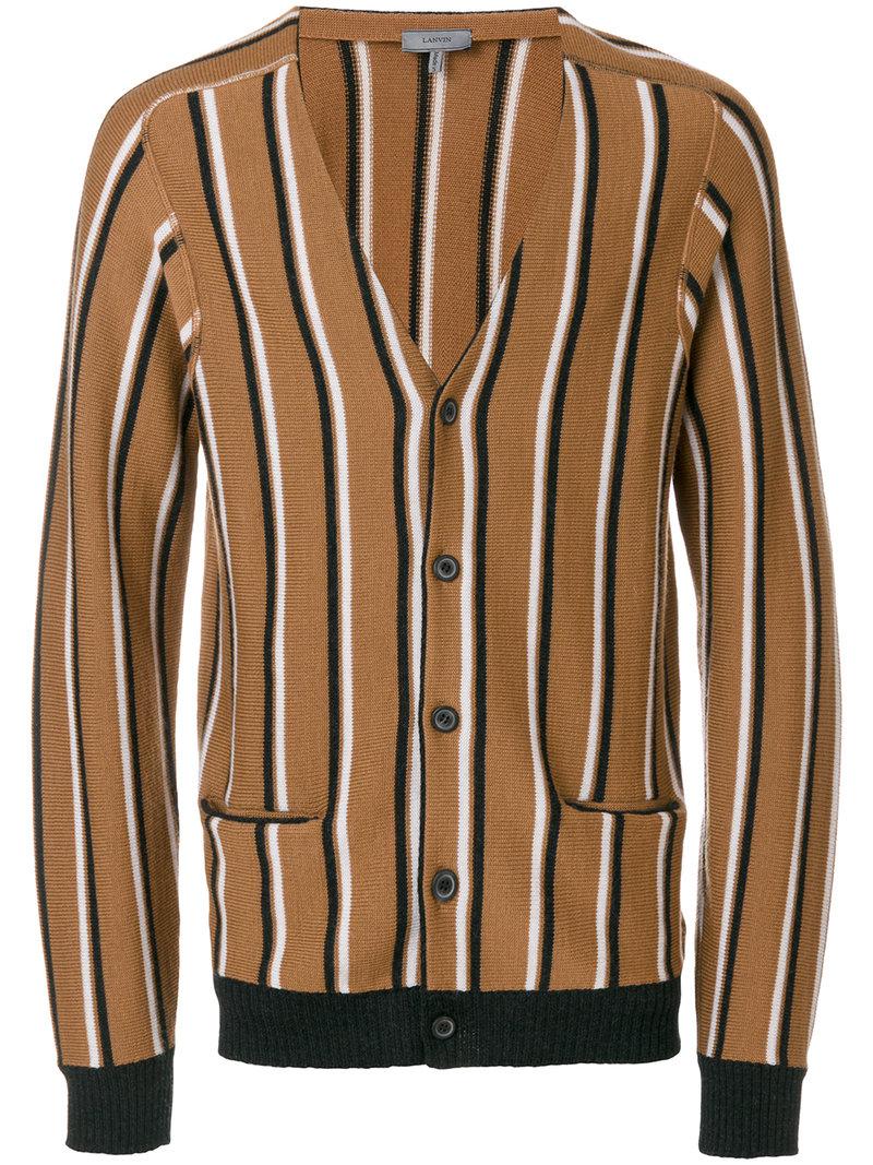 brown striped cardigan