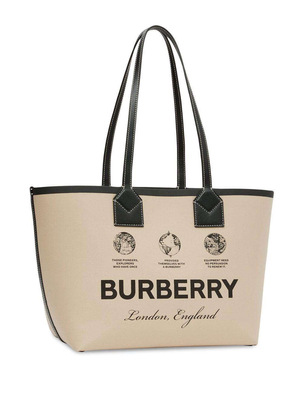 Burberry Small London Tote Bag in White | Lyst