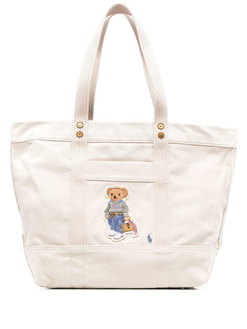Polo Ralph Lauren Bear-print Canvas Tote Bag in Natural | Lyst