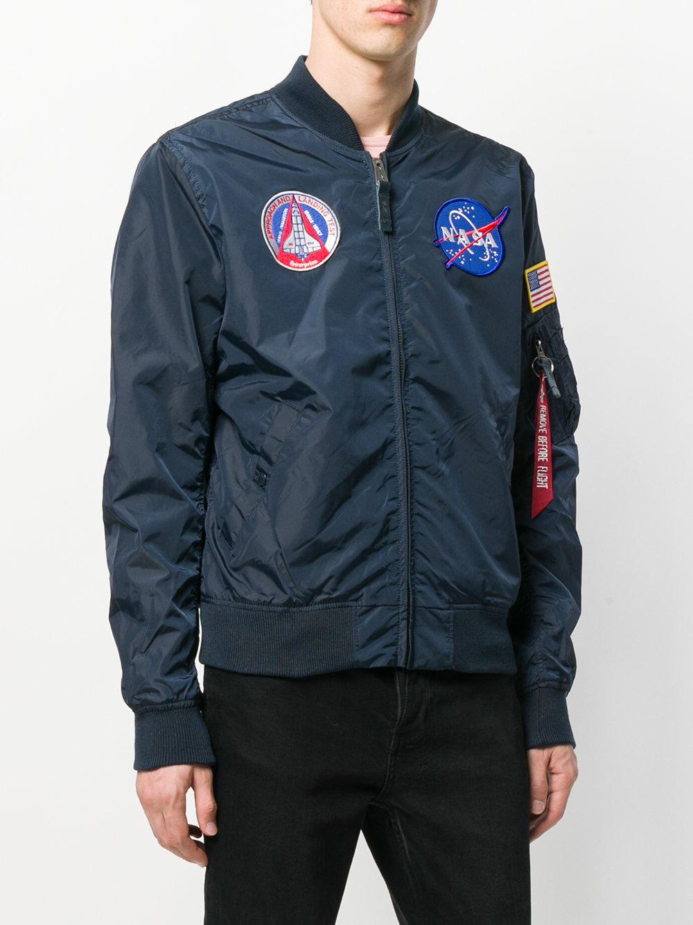 Alpha Industries Nasa Patch Bomber Jacket in Blue for Men - Lyst