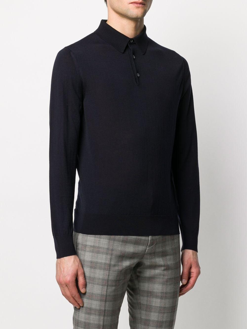Ermenegildo Zegna Wool Long-sleeved Knitted Polo Shirt in Blue for Men ...