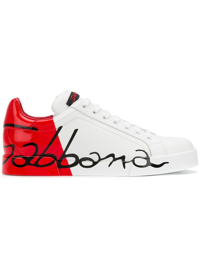 dolce & gabbana white red portofino sneakers