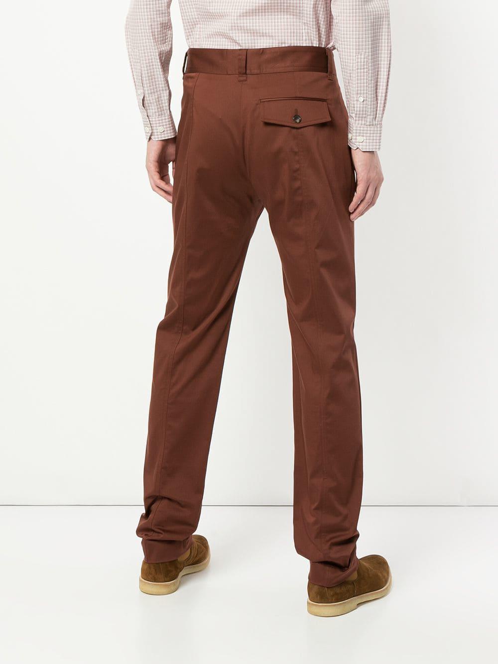 Cerruti 1881 Cotton Tailored Trousers in Brown for Men - Lyst
