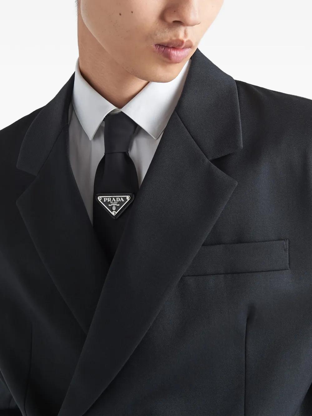 Prada Re-Nylon Logo-Plaque Tie in White for Men | Lyst