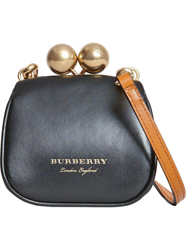 Mini sac porté épaule à fermoir porte-monnaie Coton Burberry en coloris  Noir | Lyst