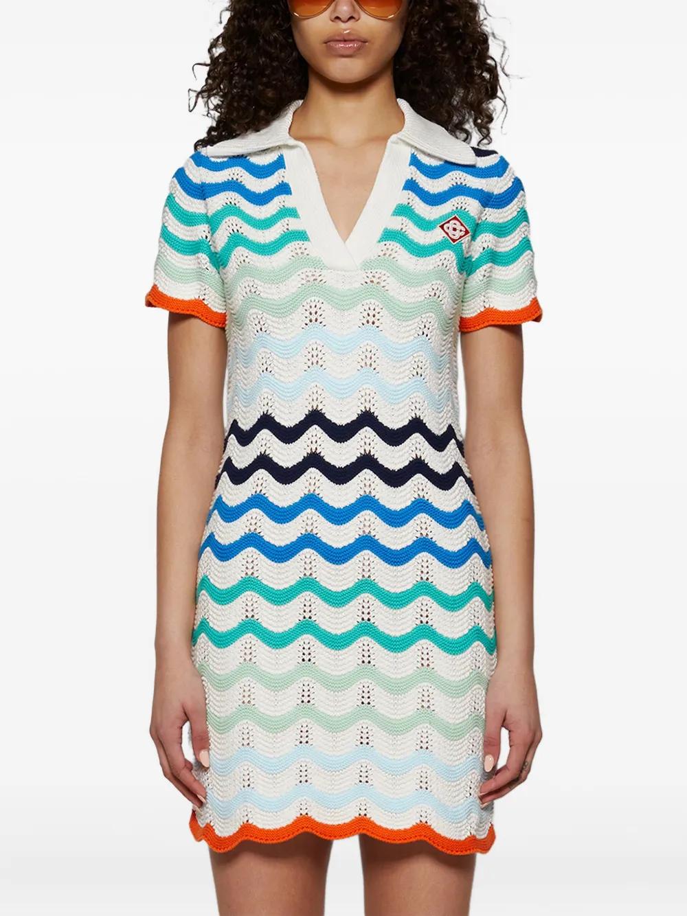 CASABLANCA Crochet-Knit Dress in Blue