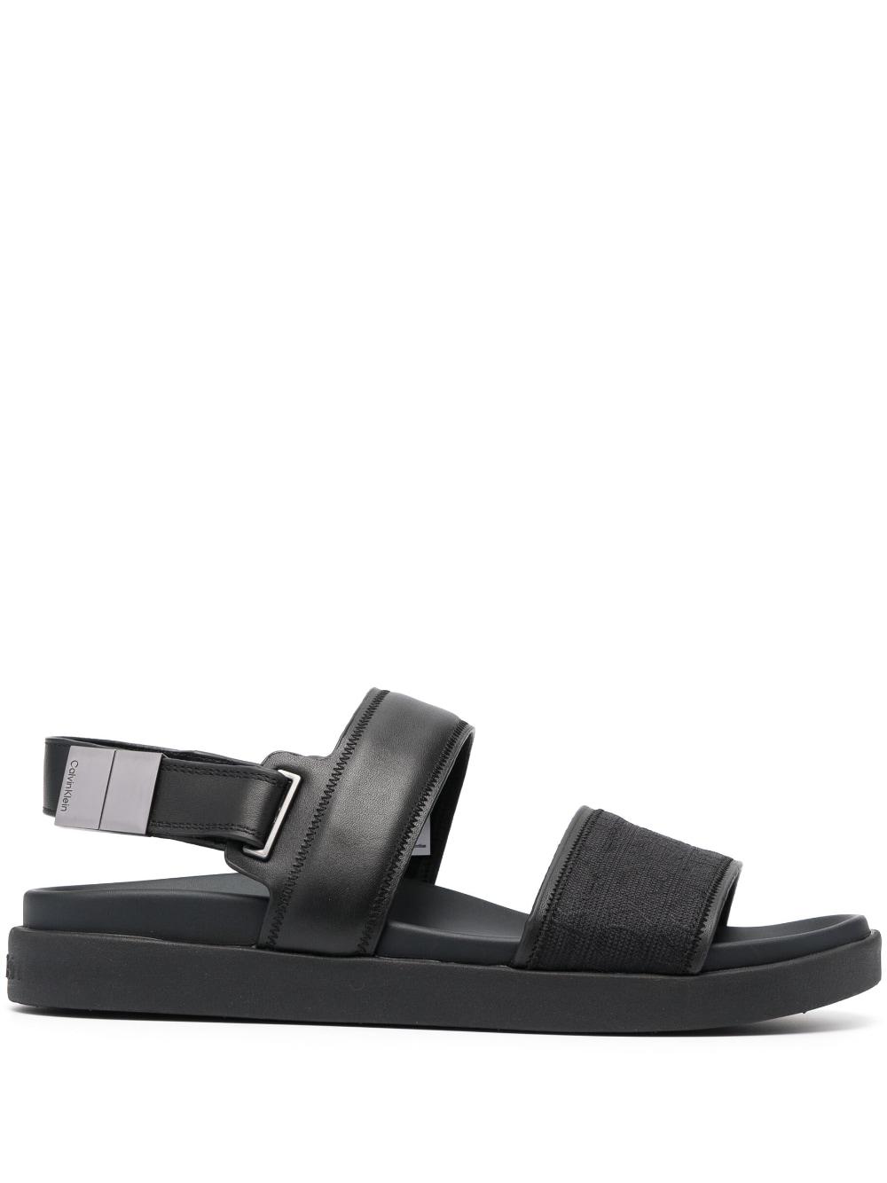 Calvin Klein Jacquard Leather Sandals in Black for Men | Lyst