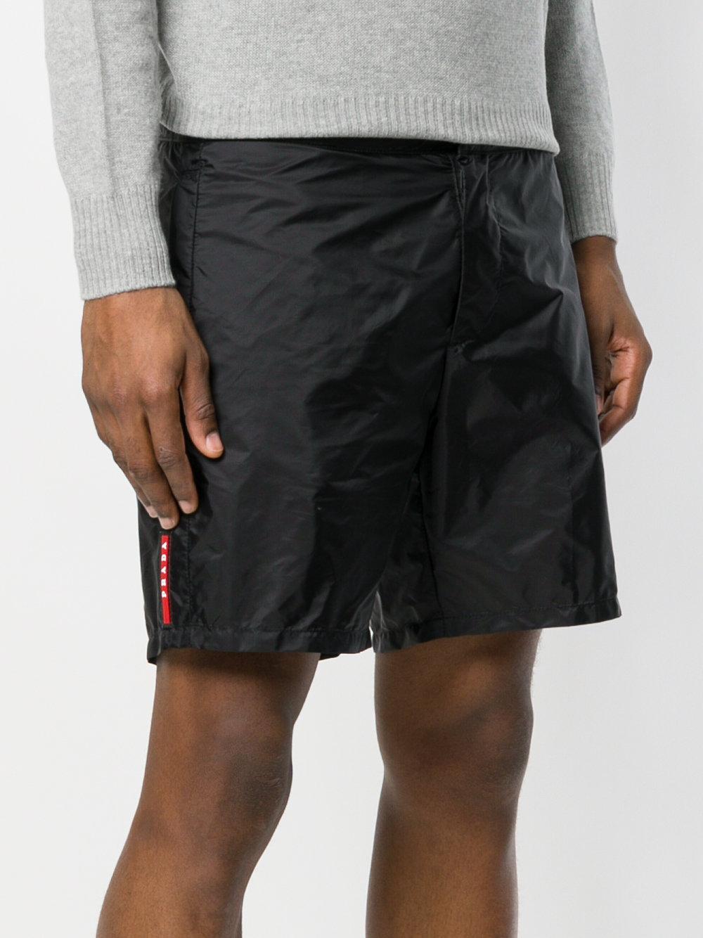 Prada Rubber Linea Rossa Swim Shorts in Black for Men | Lyst