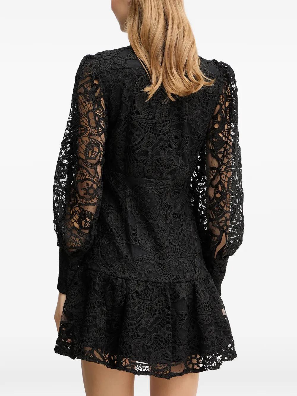 Bardot Remy All-Over-Lace Button-Up Mini Dress in Black | Lyst