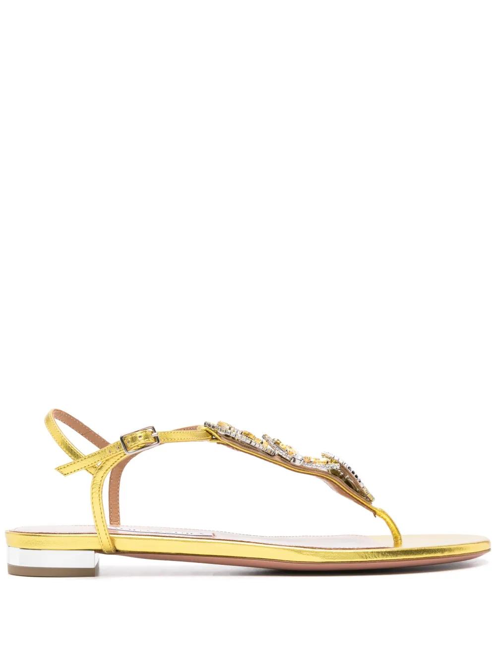 Aquazzura Gin Tonic Metallic Sandals in Natural Lyst UK