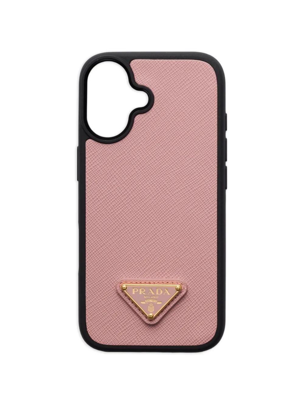 Leather Case Prada Pink Phone Case Prada Triangle-Logo Leather Phone Case Iphone 17 In Pink Leather Case Prada Pink Phone Case Prada Triangle-Logo Leather Phone Case Iphone 17 In Pink