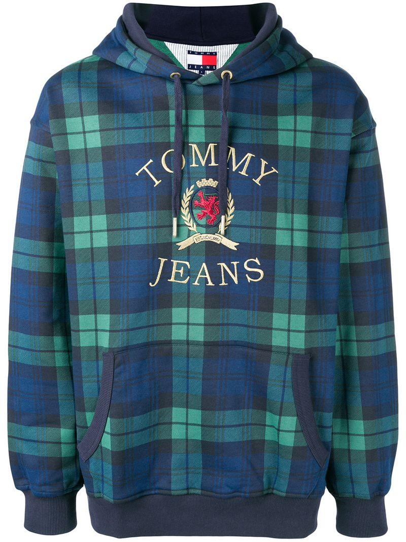 tommy hilfiger plaid crest hoodie
