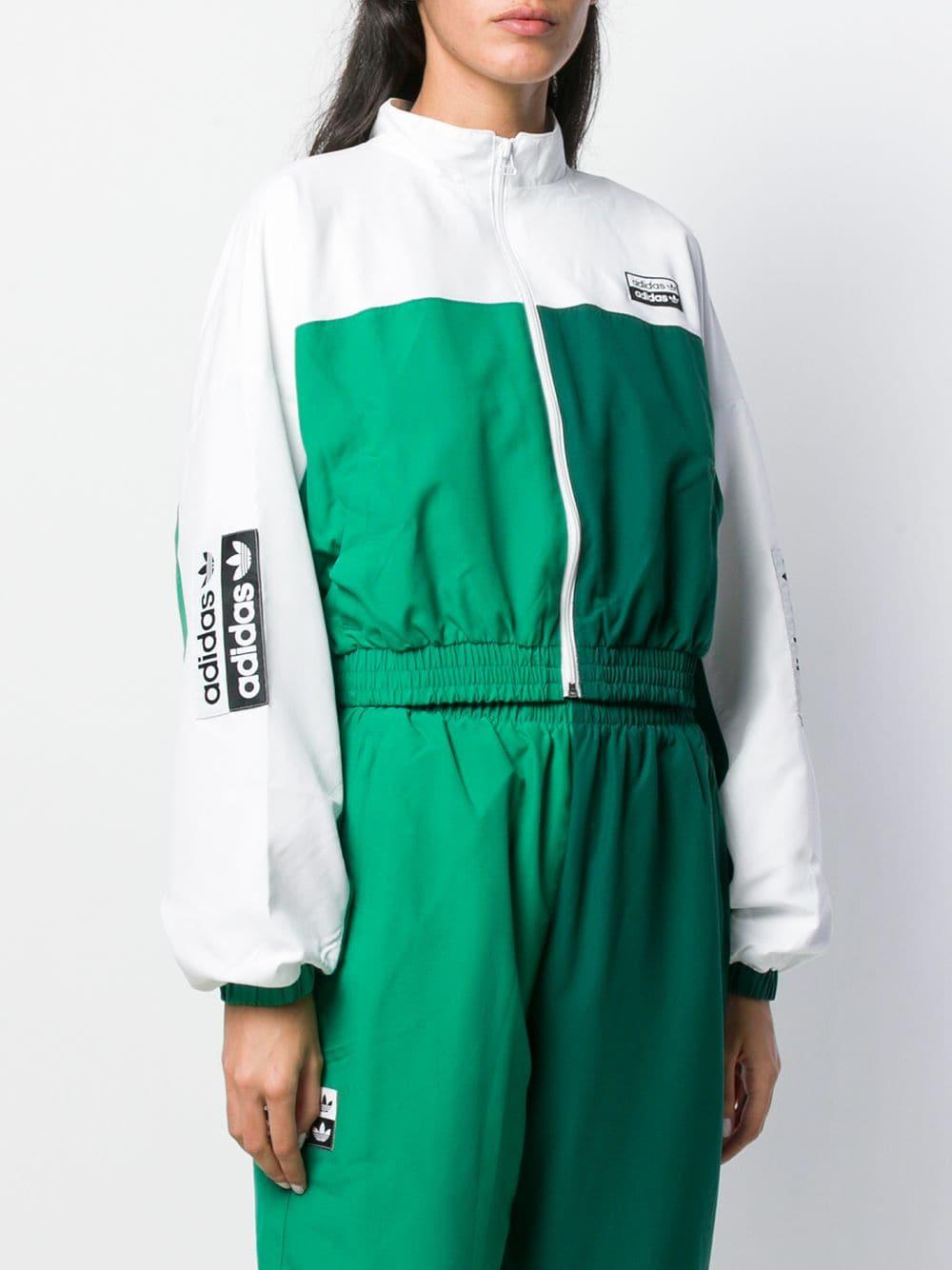adidas Synthetic Cropped Track Jacket in Green - Lyst