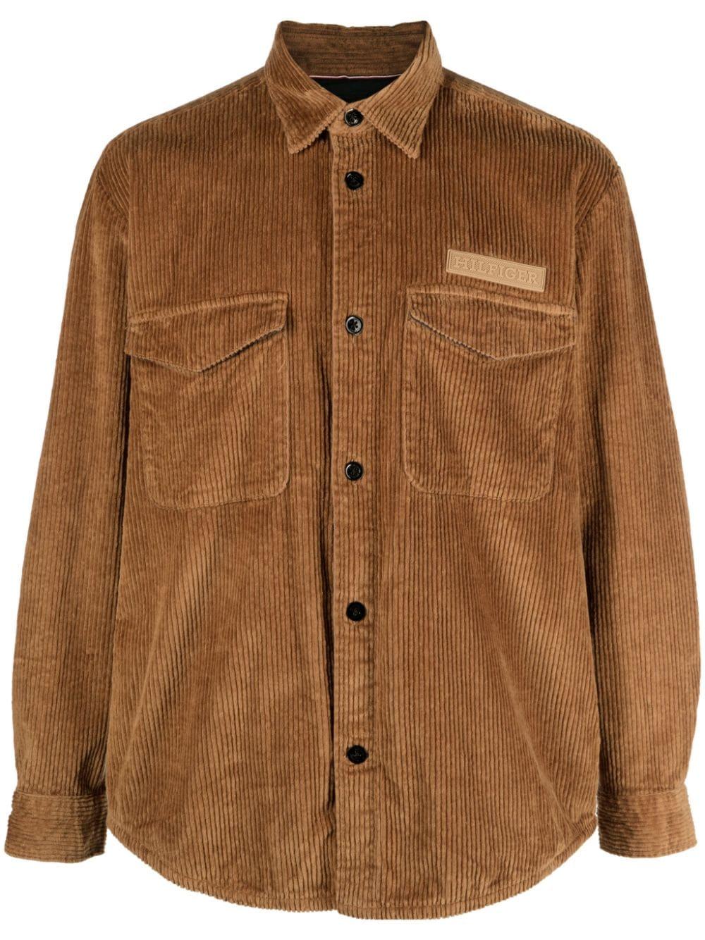 Tommy Hilfiger Logo-appliqué Corduroy Shirt Jacket in Brown for Men | Lyst