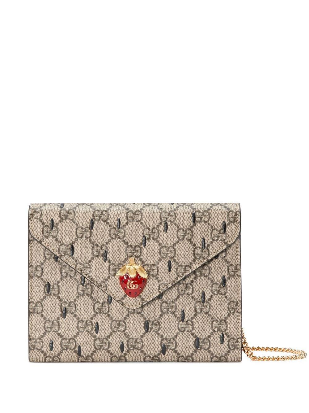 Gucci Double G Strawberry Mini Wallet Bag in White Lyst