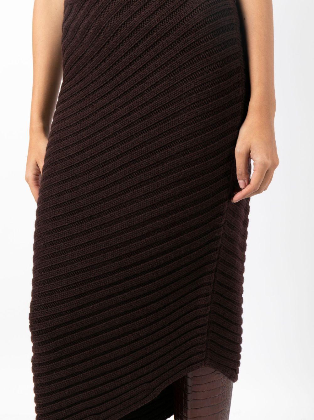 STAUD Cantilever Asymmetric Ribbed-knit Midi Skirt in Black | Lyst