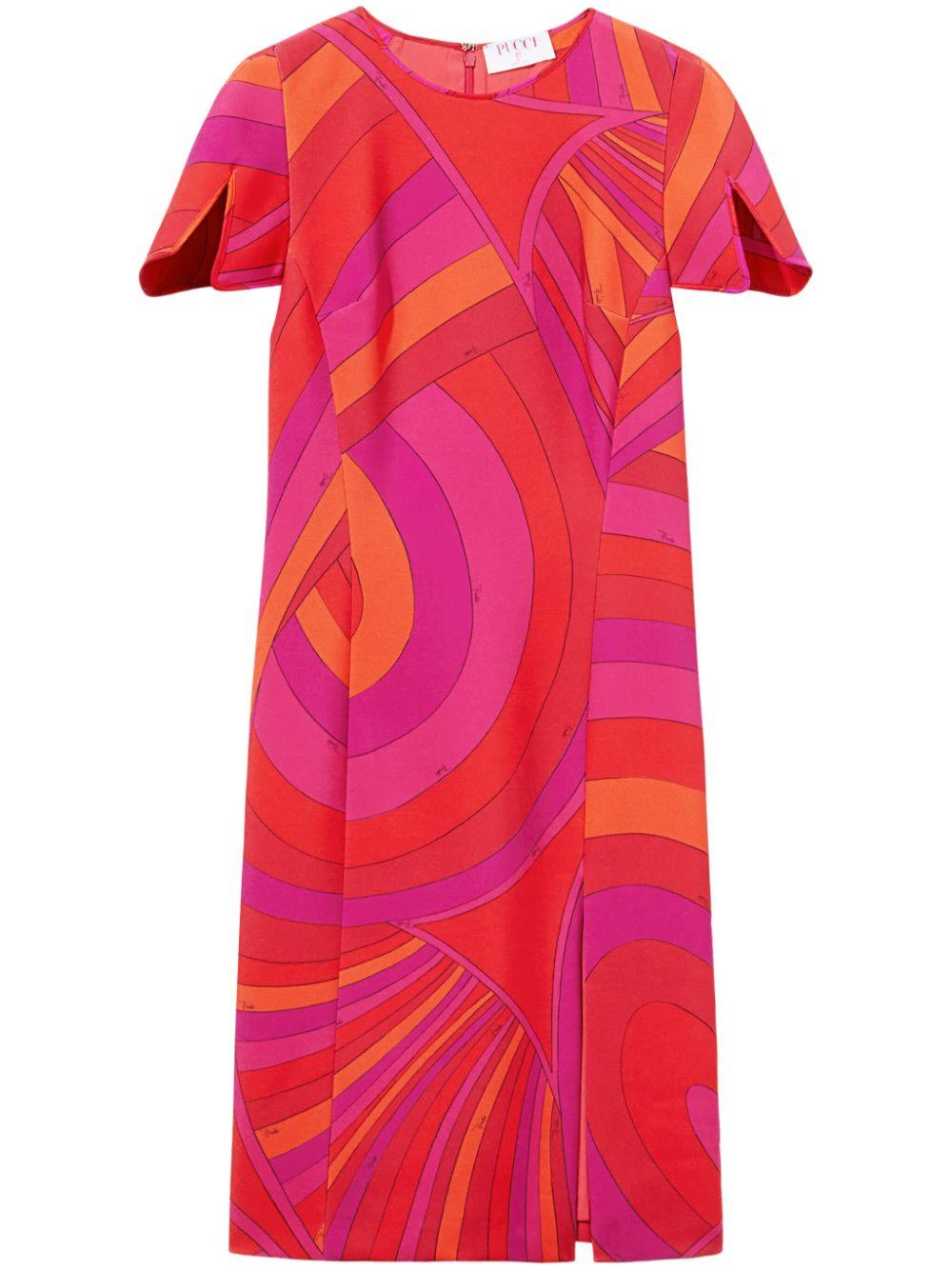 Emilio Pucci レディース レッド Irideプリント ドレス ワンピース