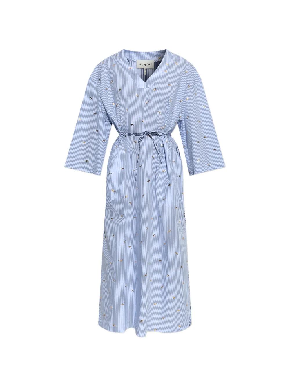 blue dress and high heels Danica Dress Blue Bird Print – Elin main image 0