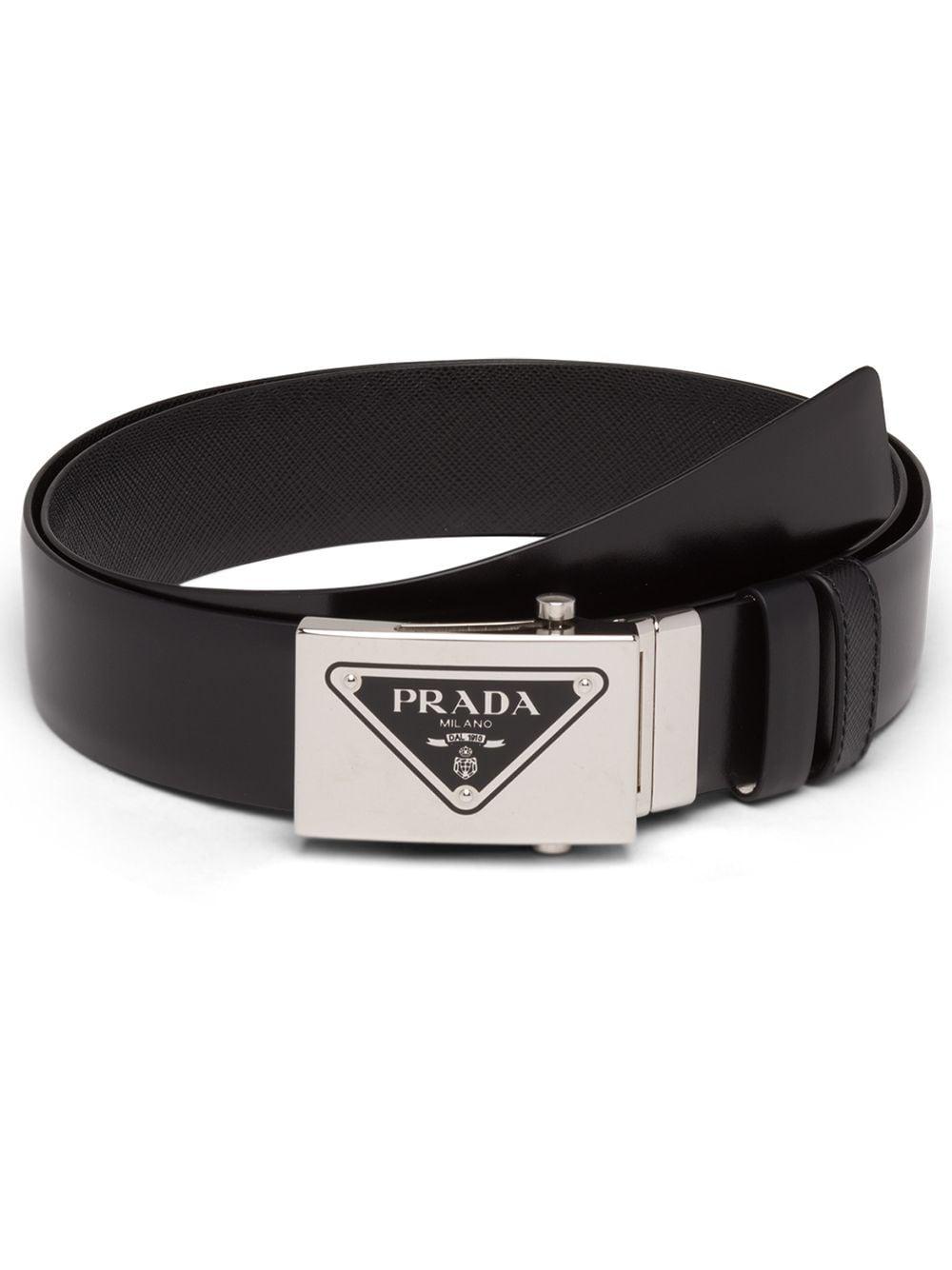 Prada Reversible Logo-buckle Leather Belt in Black for Men - Lyst