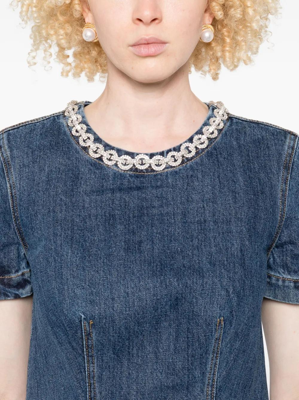 Self-Portrait Embellished-Pocket Denim Mini Dress in Blue Lyst UK