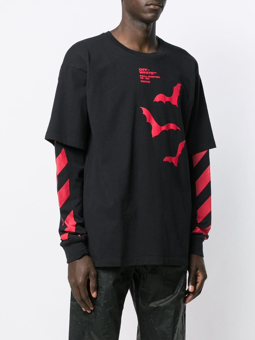 Off-White c/o Virgil Abloh Diagonal Bats Double Sleeve T-shirt in Black ...