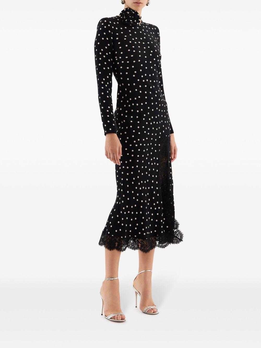■REBECCA VALLANCE■ポルカドット シャーリング ミディドレス Rebecca Vallance Celyn Polka-Dot Midi Dress in Black | Lyst
