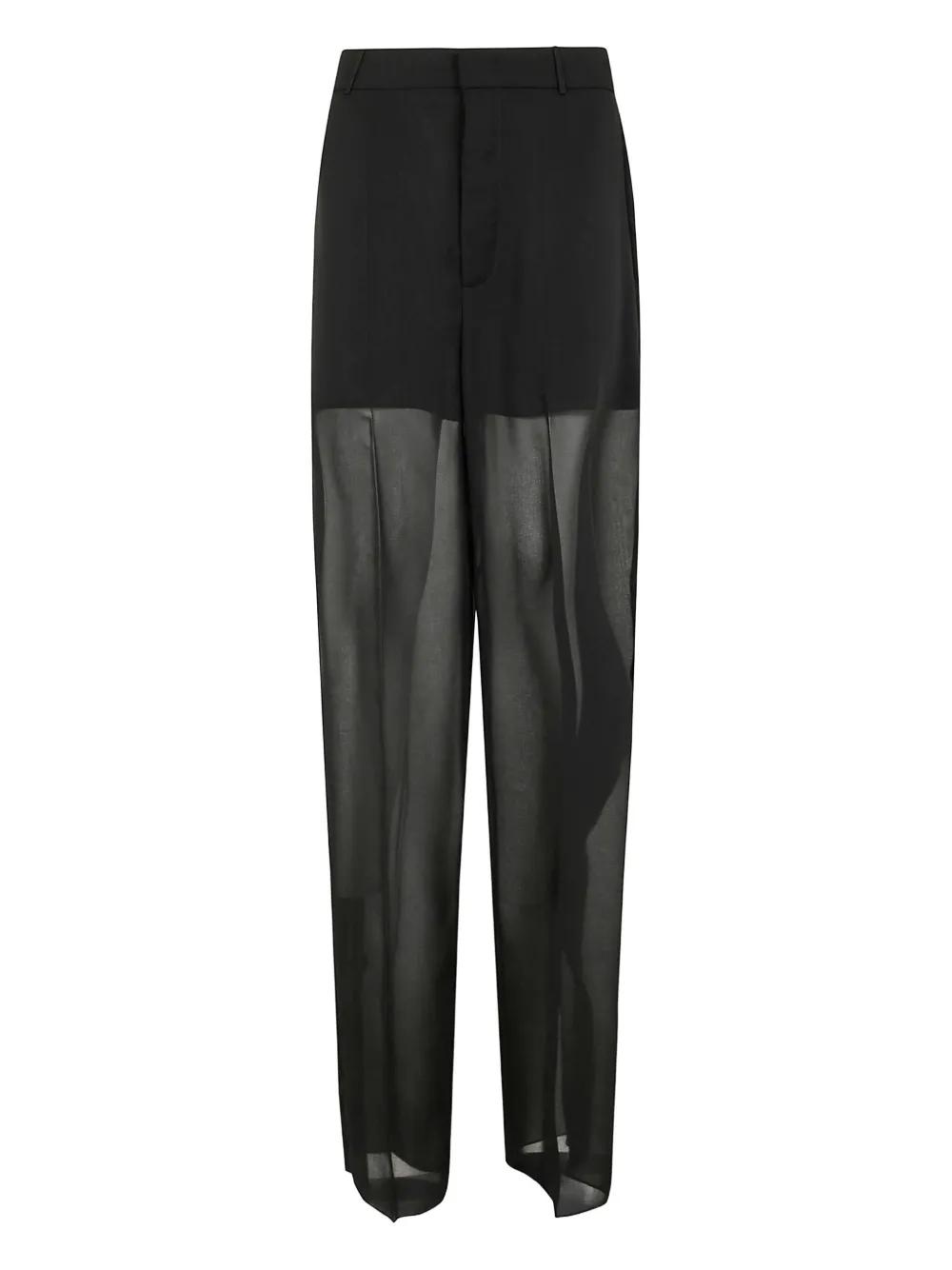 パンツ BLUMARINE Black Knit Flared Leg Pant Knit Pants With Lace Ruffles | Blumarine
