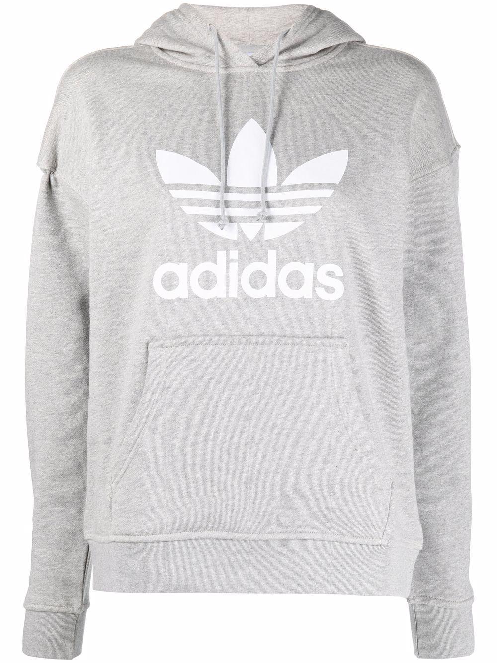 即納お得50個セット Adidasレディース グレー ロゴ ドローストリング パーカー 平太鼓