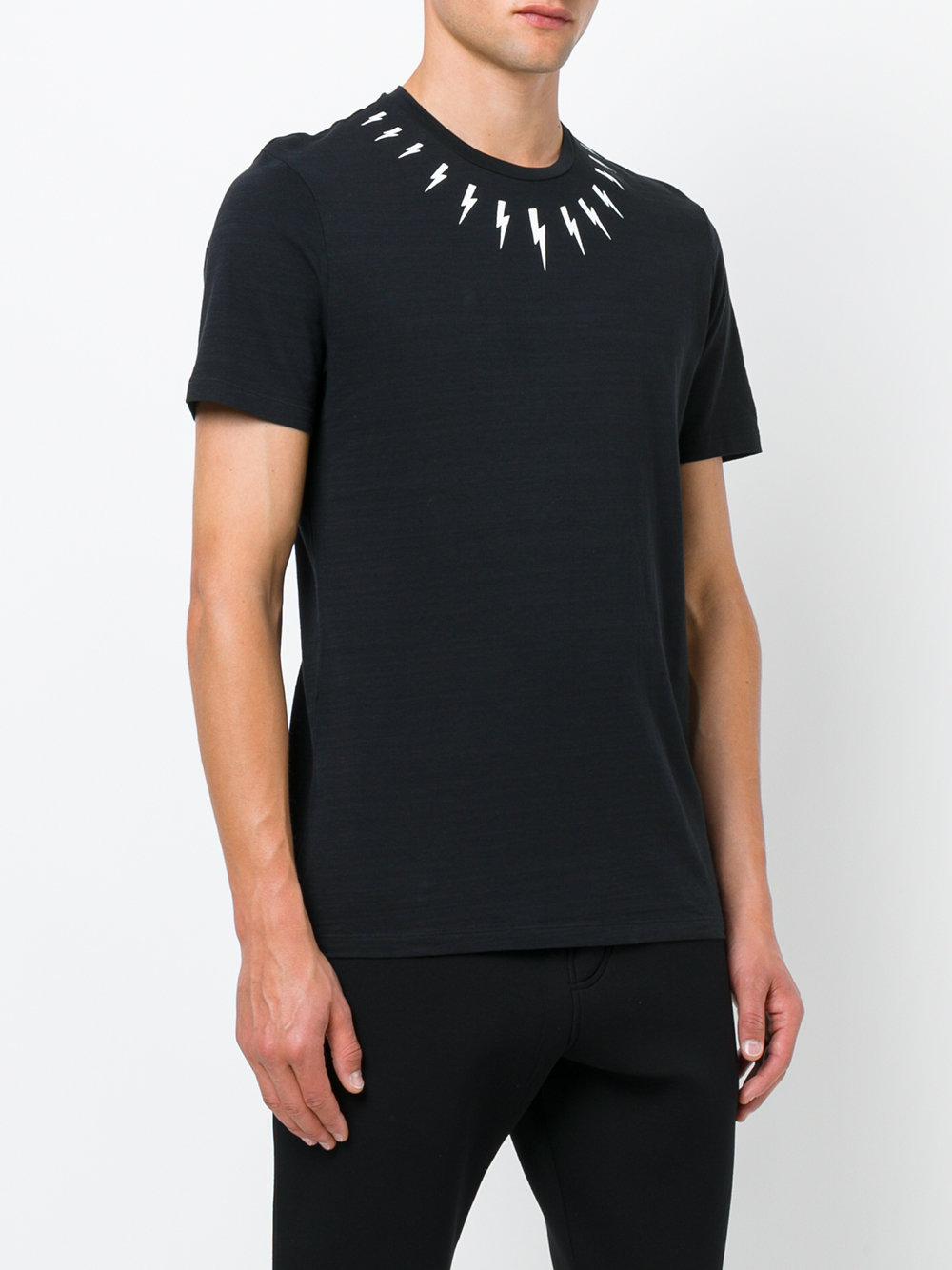 Neil Barrett Lightning Bolt Collar T-shirt in Black for Men