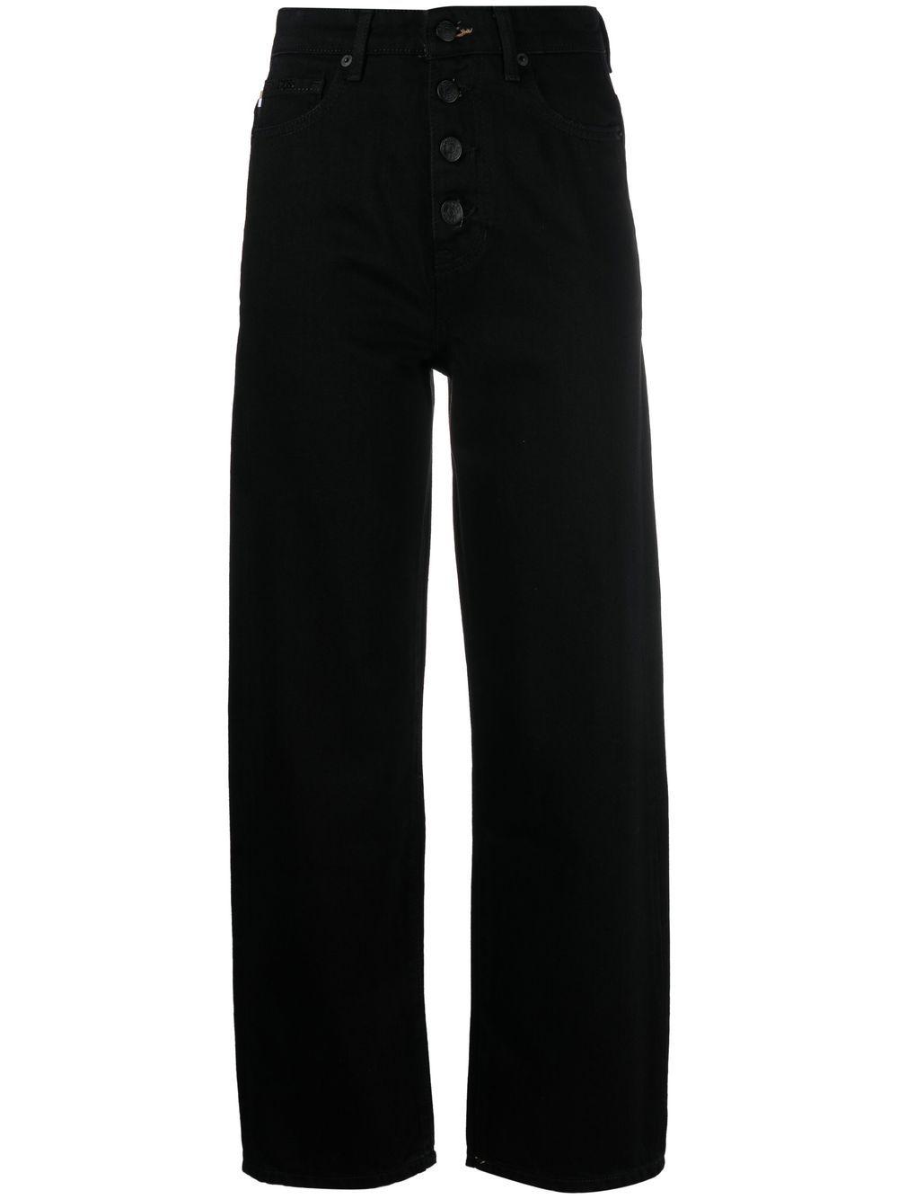 BOSS by HUGO BOSS Denim Wide-leg Button-fly Jeans in Black | Lyst