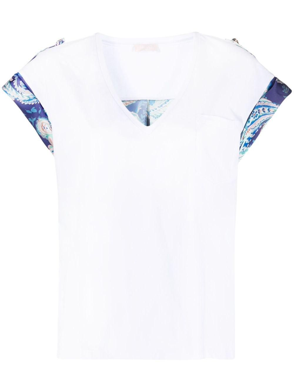 Liu Jo Short-sleeve V-neck T-shirt in White | Lyst
