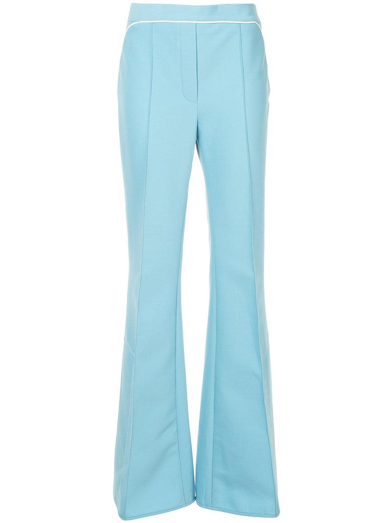 blue bootleg trousers