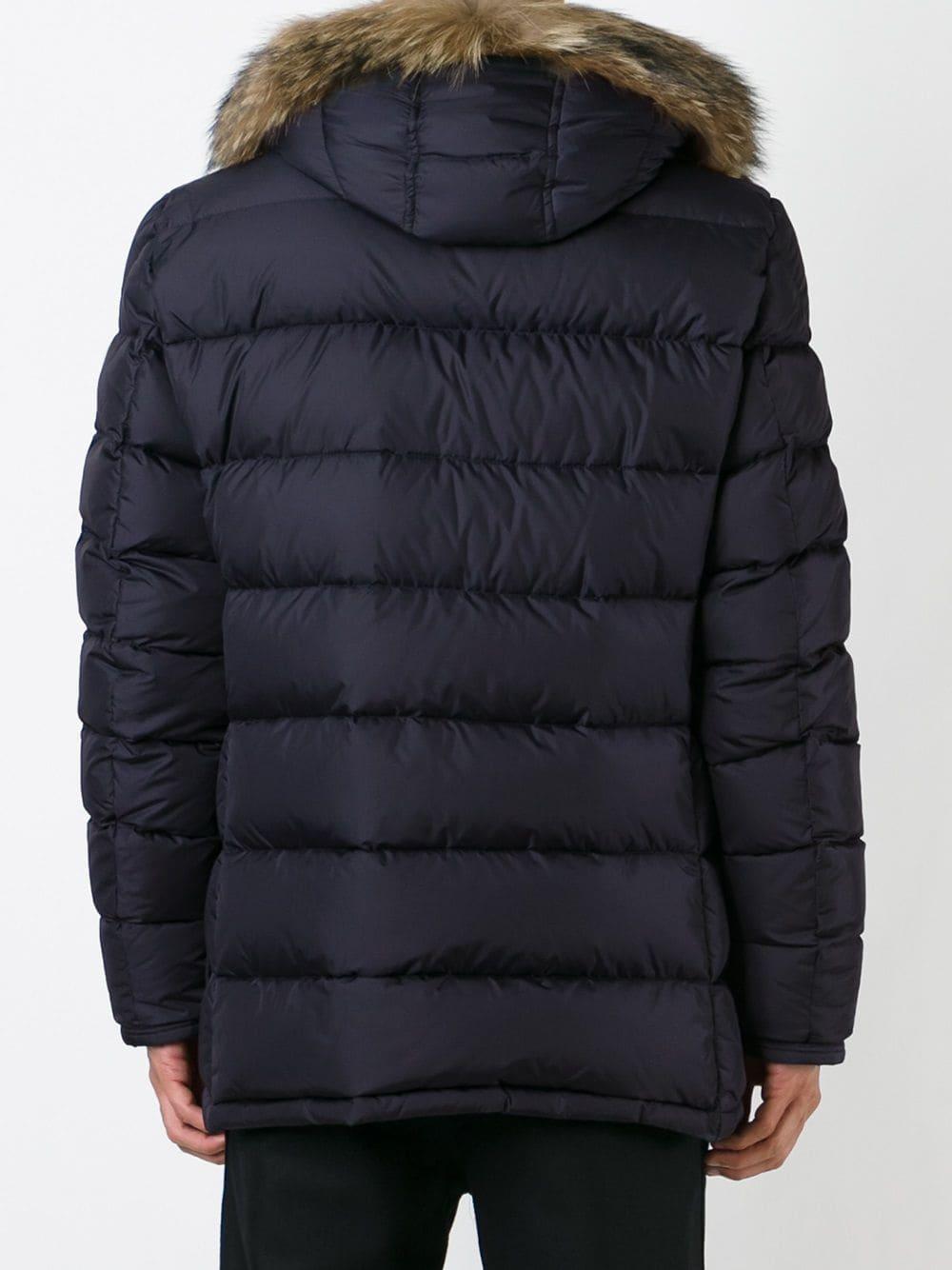 Moncler Bont Gewatteerde Jas in het Blauw voor heren - Lyst