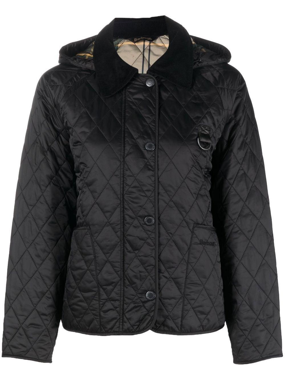 Barbour Tobymory Hooded Diamond-quilt Jacket in Black | Lyst