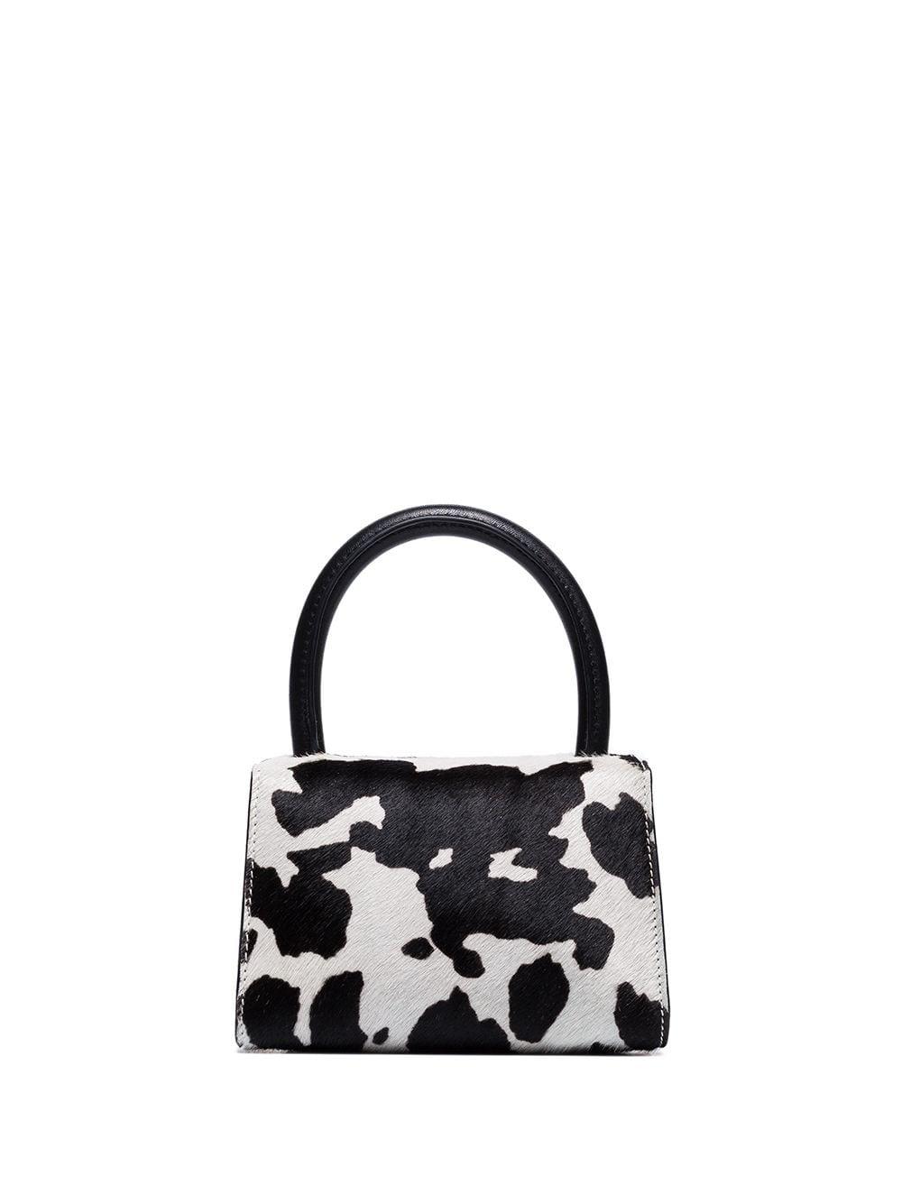 BY FAR Mini Cow Print Cross-body Bag in Black