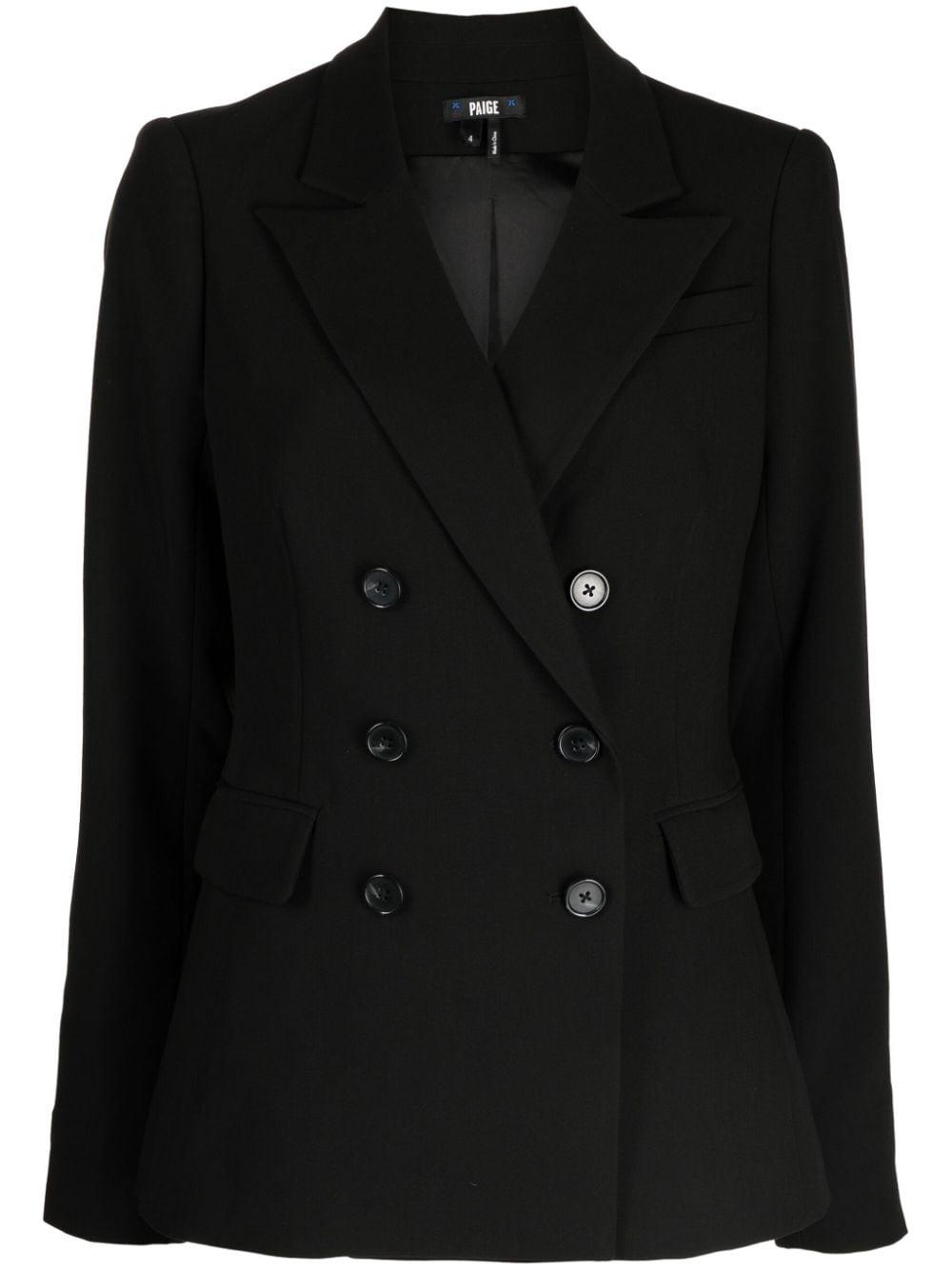 PAIGE Malbec Double-breasted Blazer in Black | Lyst