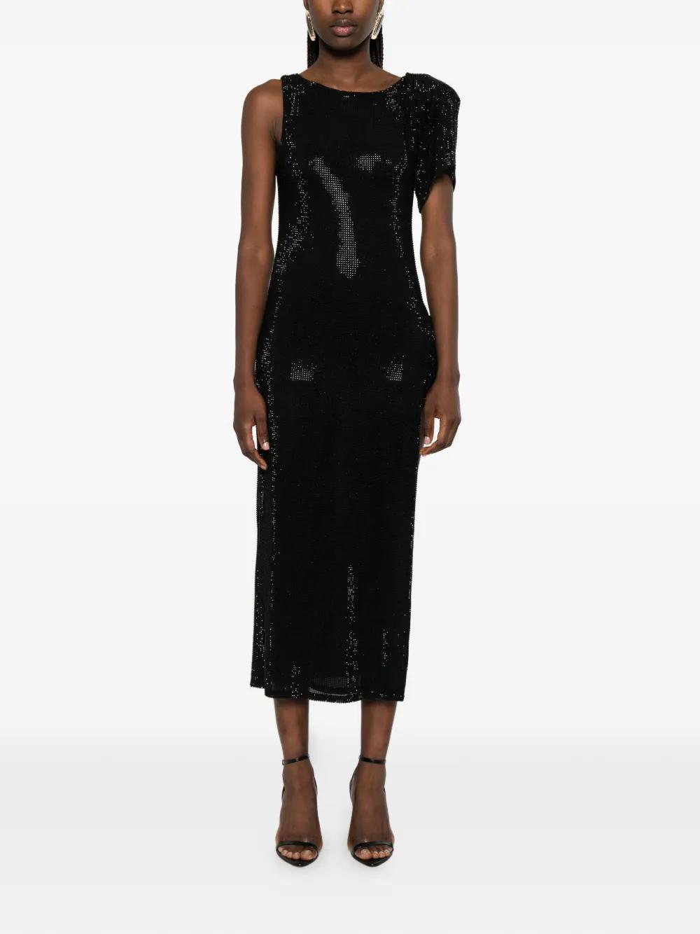 elegant occasion black sequin one-shoulder midi dress elegant one shoulder sequin panel midi dress women