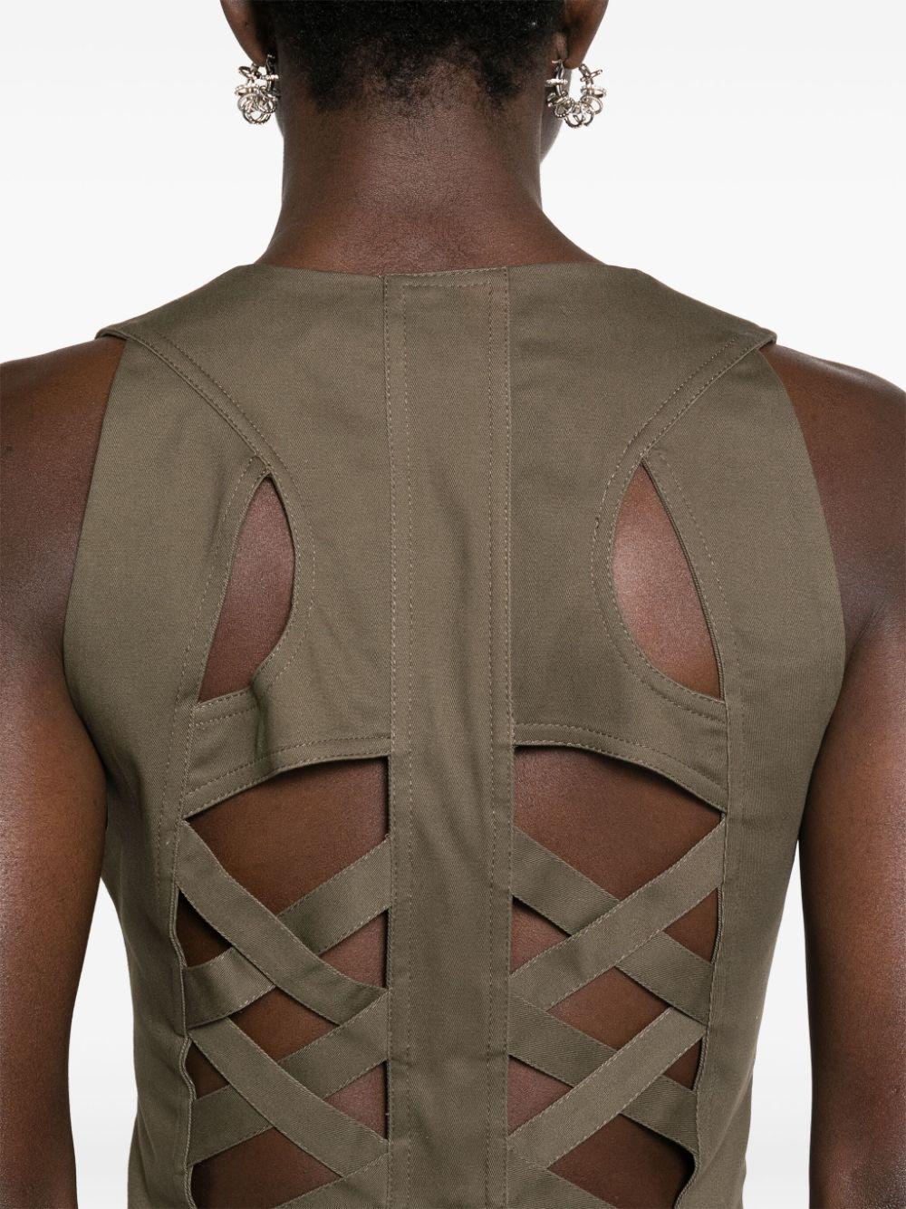 ANDREĀDAMO crossover-straps twill gilet - Green