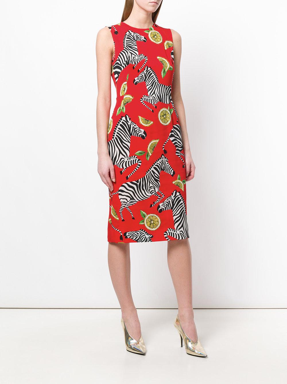 Dolce & Gabbana Zebra And Lemon Print Dress in Red | Lyst